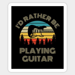 I'd Rather Be Playing Guitar S-Style Electric Guitar Retro Vintage Sunset Sticker